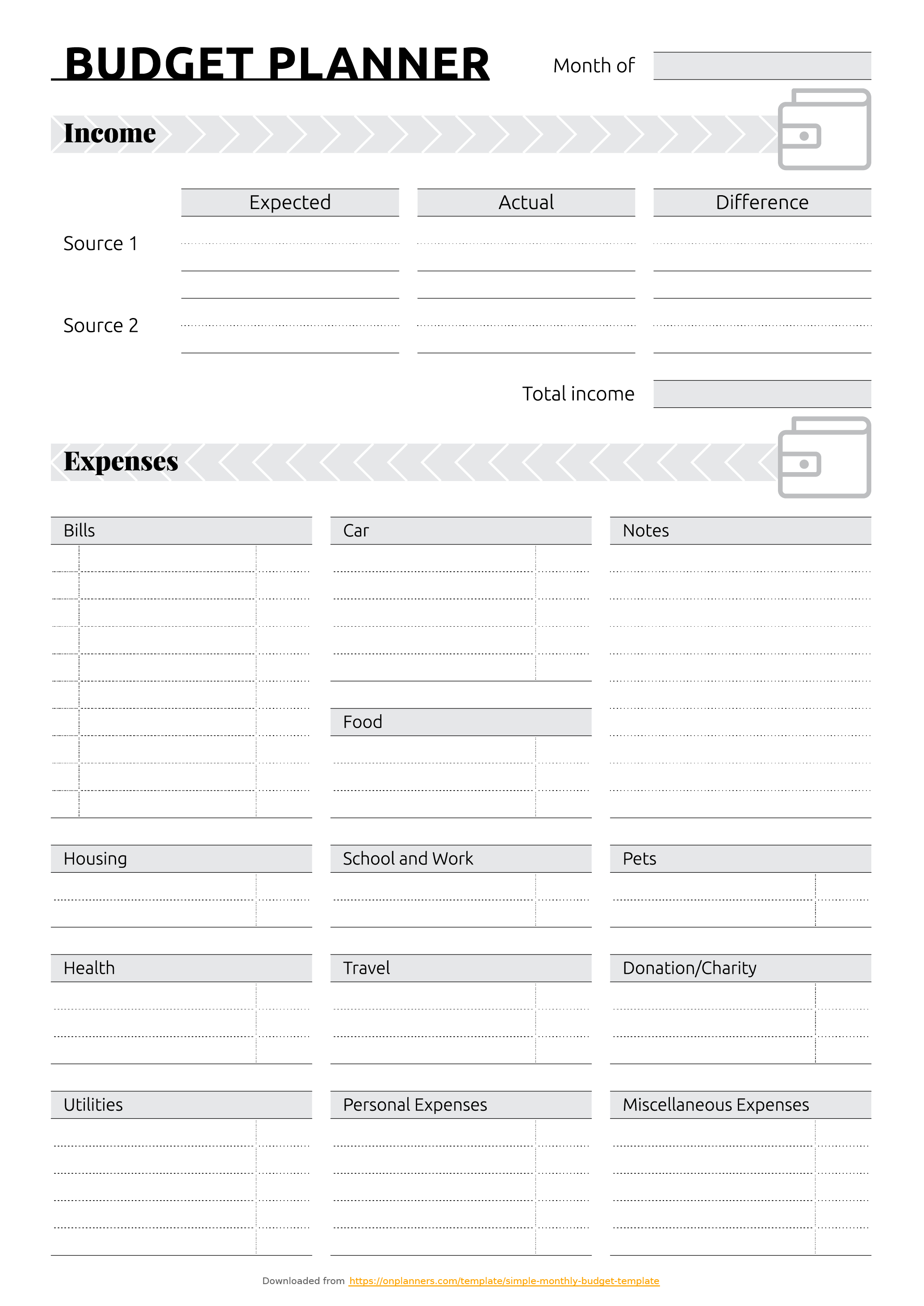 Free Printable Simple Monthly Budget Template Pdf Download Regarding Basic Budget Worksheet For Young Adults