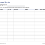 Free Printable Volunteer Sign Up Sheet (Pdf) From Vertex42.com | For ... And Volunteer Spreadsheet Excel