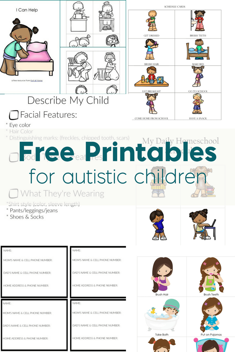 Free Printables For Autistic Children And Their Families Or Caregivers With Free Printable Autism Worksheets