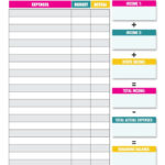 Free Simple Household Budget Worksheet Pdf Y Monthly  Smorad Inside Household Budget Worksheet