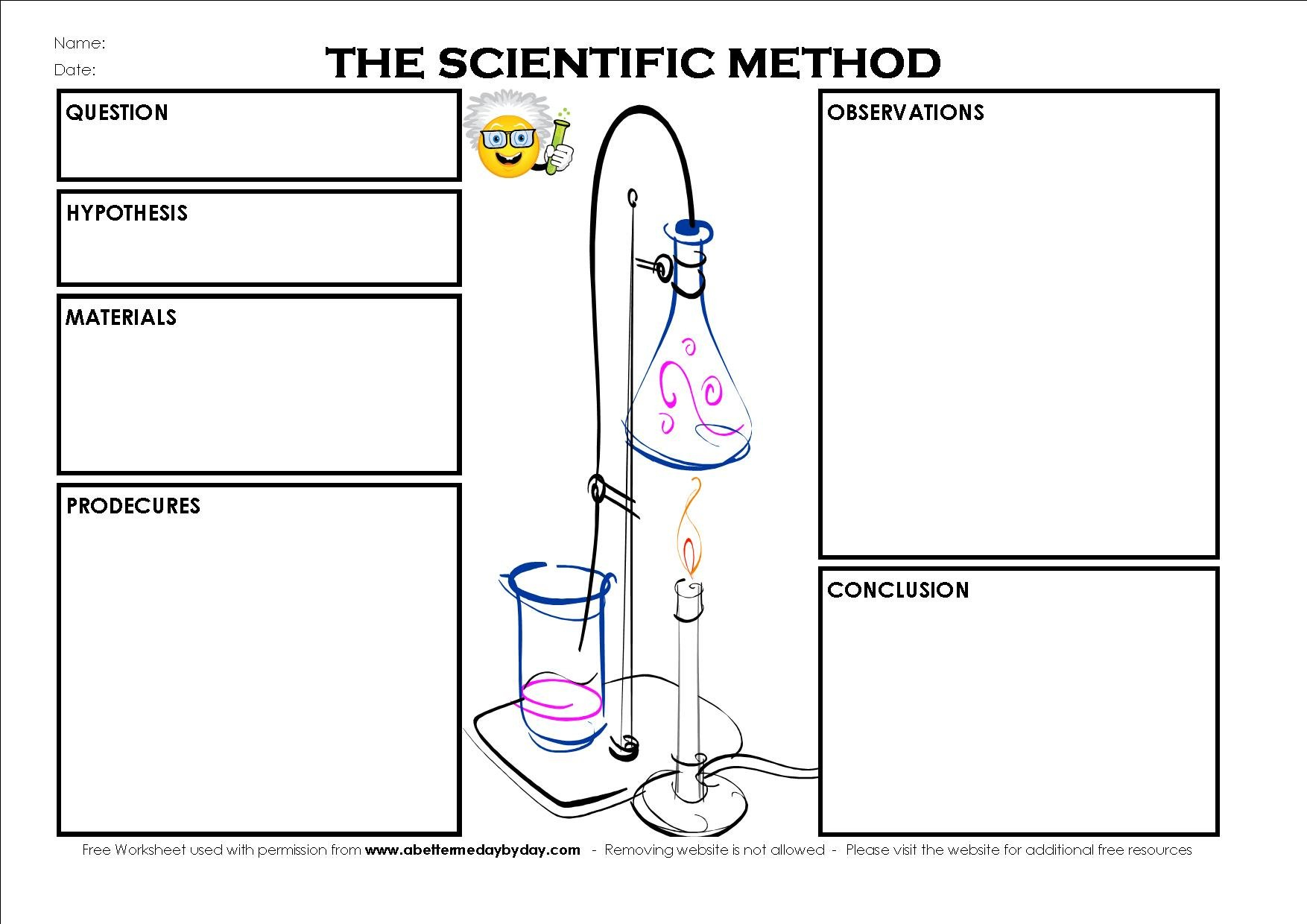 Free Worksheet Elementary Level Scientific Method  A Better Me Day Intended For Introduction To The Scientific Method Worksheet