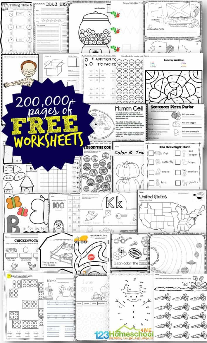 Free Worksheets  200000 For Prek6Th  123 Homeschool 4 Me Regarding Free Preschool Worksheets To Print