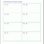 Free Worksheets For Prime Factorization  Find Factors Of A Number Also Factors Worksheet Pdf