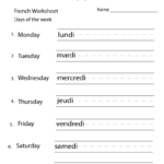 French Days Of The Week Worksheet  Free Printable Educational Worksheet As Well As English To Spanish Worksheets