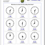 Full And Half Hours With Time To The Hour Worksheets