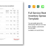 Full Service Restaurant Inventory Spreadsheet Template In Word ... Together With Inventory Spreadsheet
