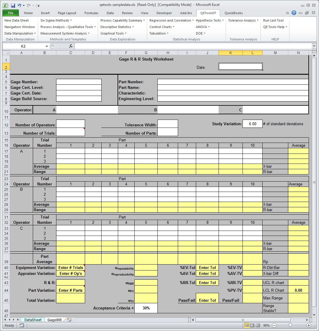 Gage Rr Excel – Bulat Inside Gage Rr Worksheet