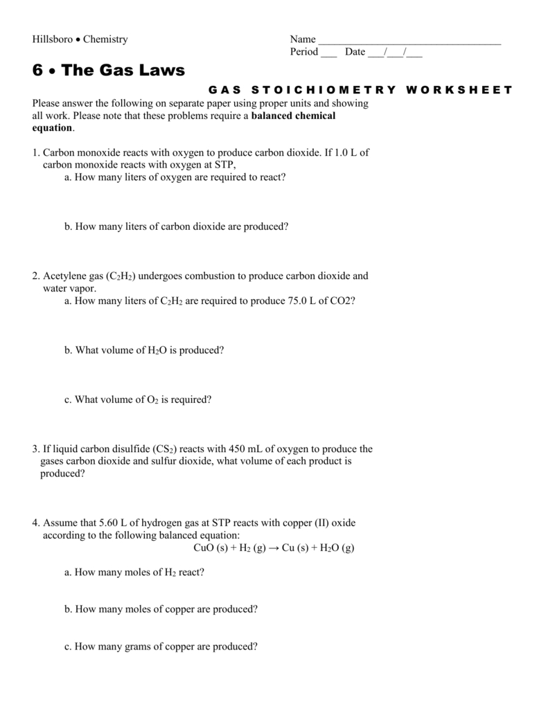 Gas Stoichiometry Worksheet With Regard To Gas Stoichiometry Worksheet With Solutions