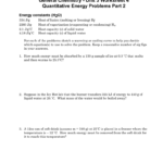 General Chemistry  Unit 3 Worksheet 4 Energy Constants H2O For Unit 3 Worksheet 3 Quantitative Energy Problems Answers