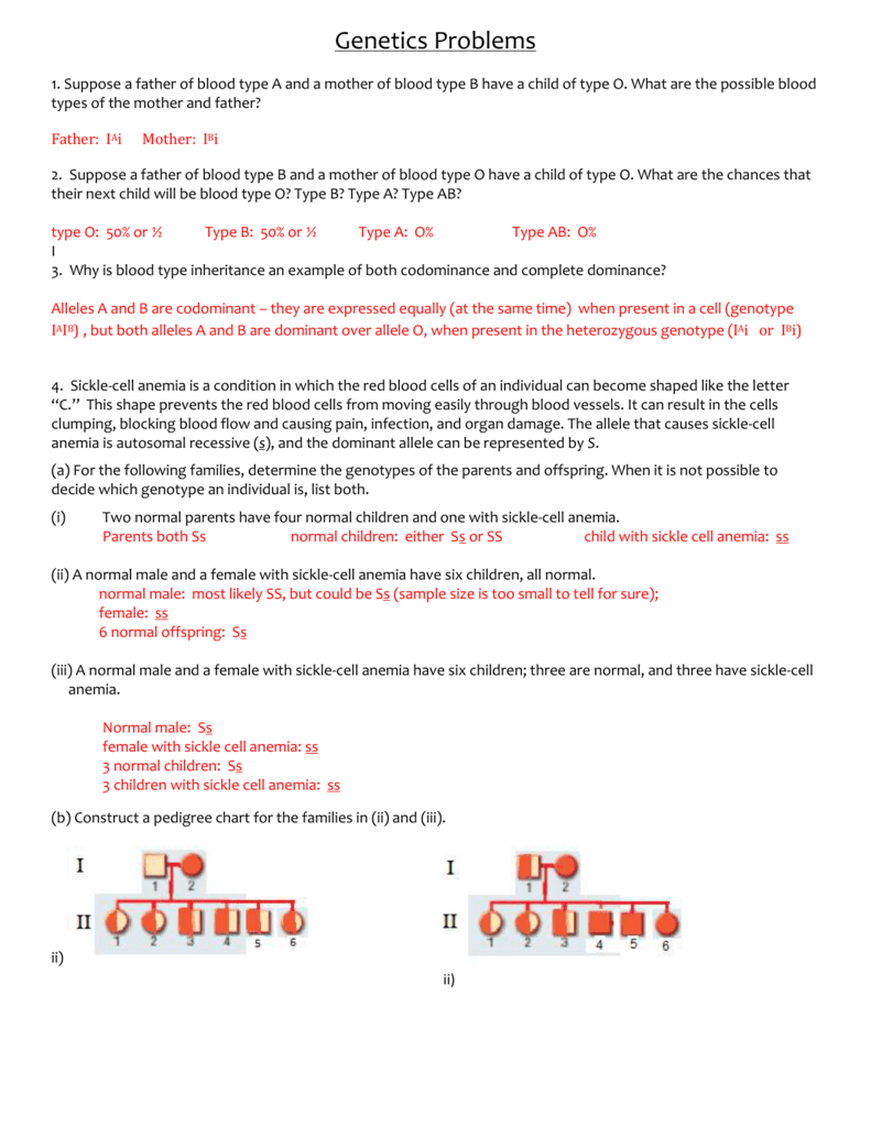 Genetics Problems Worksheet Answers And Blood Type And Inheritance Worksheet Answer Key