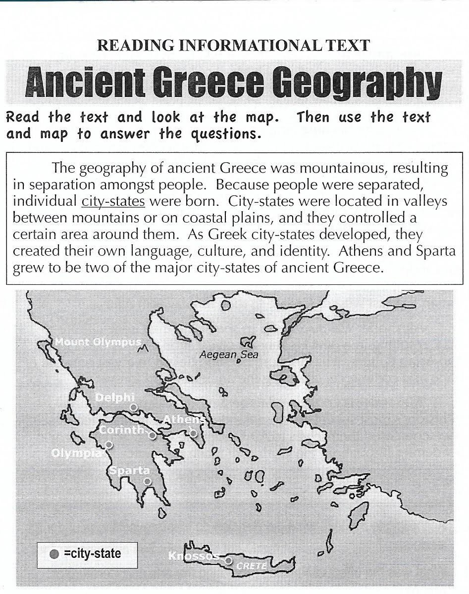 Geography  Social Studies Or Ancient Greece Map Worksheet