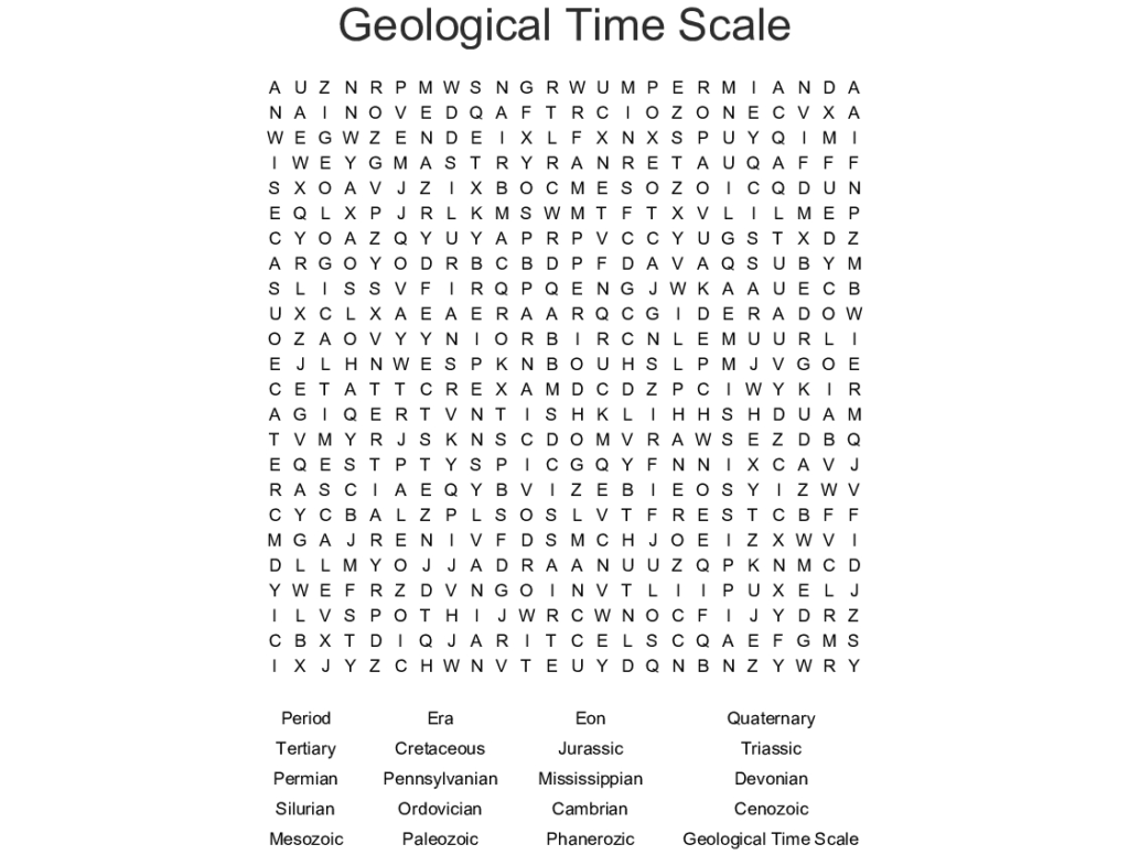 Geological Time Scale Word Search Wordmint For Geologic Time Scale 