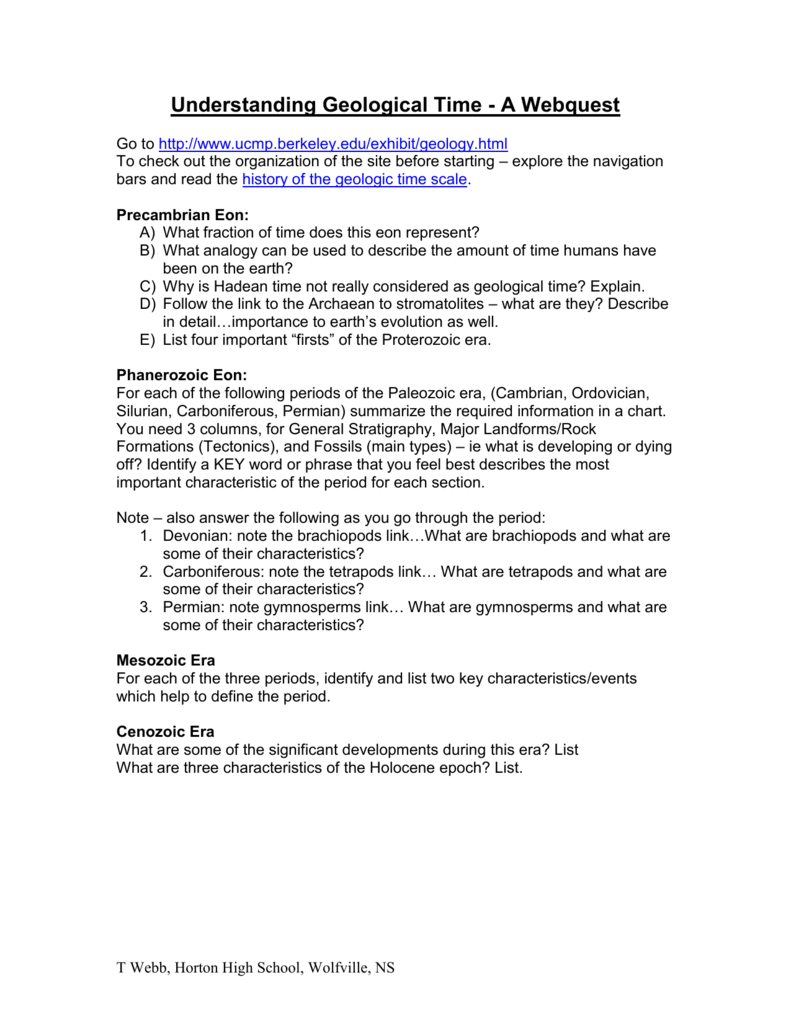 Geological Time Webquest Along With Geologic Time Webquest Worksheet Answers