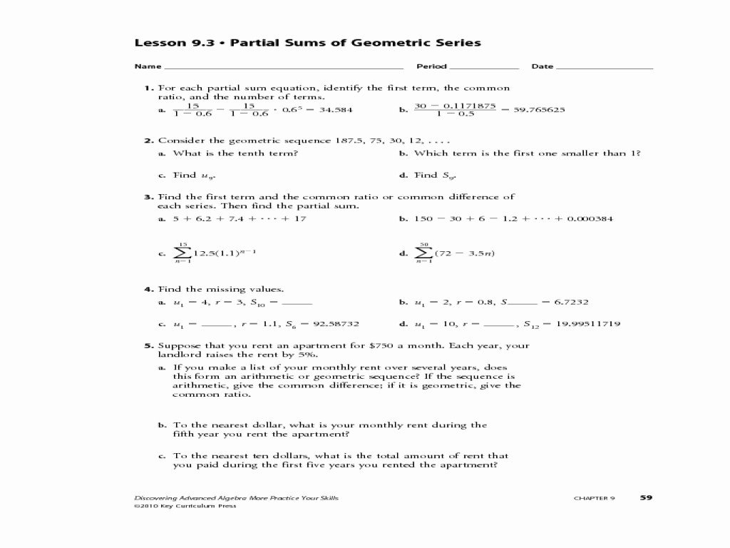 Geometric Sequences And Series Worksheet Answers Periodic Trends Regarding Sequences And Series Worksheet Answers