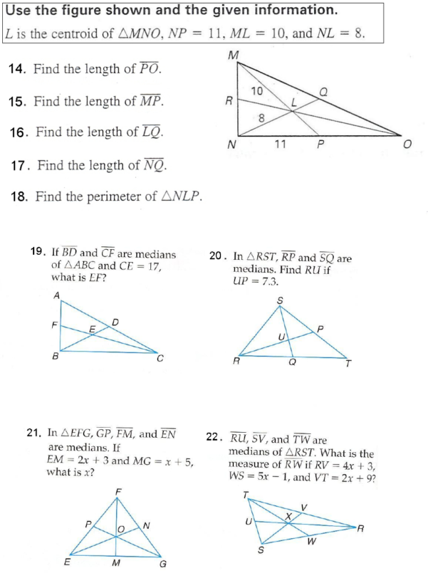 Medians And Centroids Worksheet Answers Excelguider