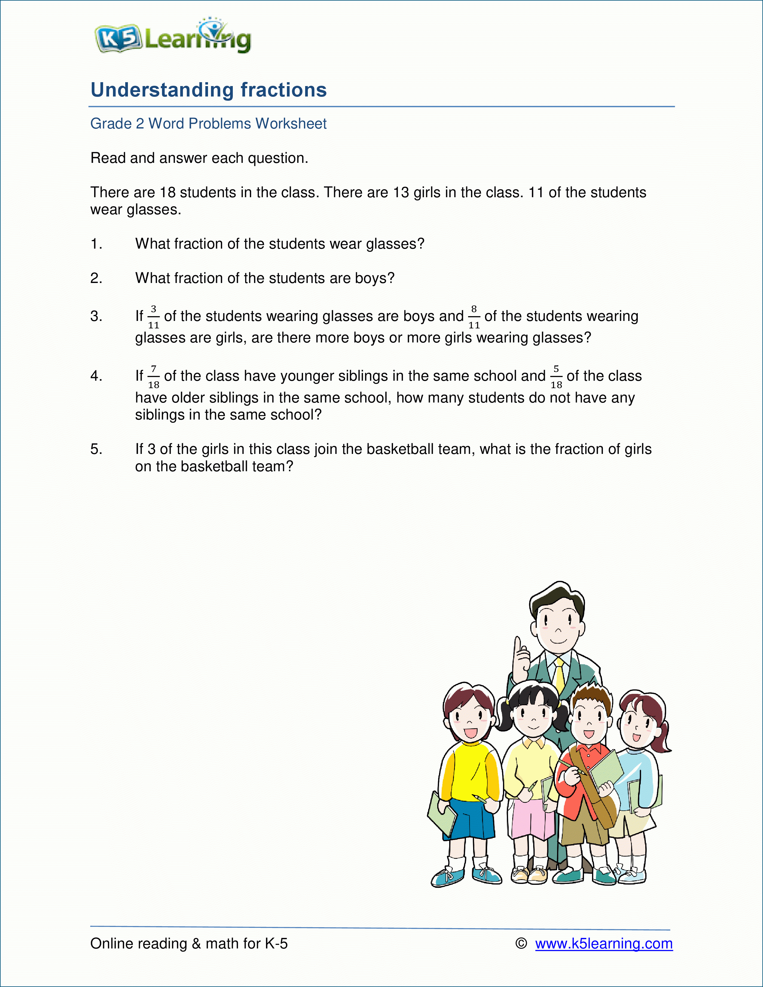 Grade 2 Fraction Word Problem Worksheets  K5 Learning And K5 Learning Worksheets