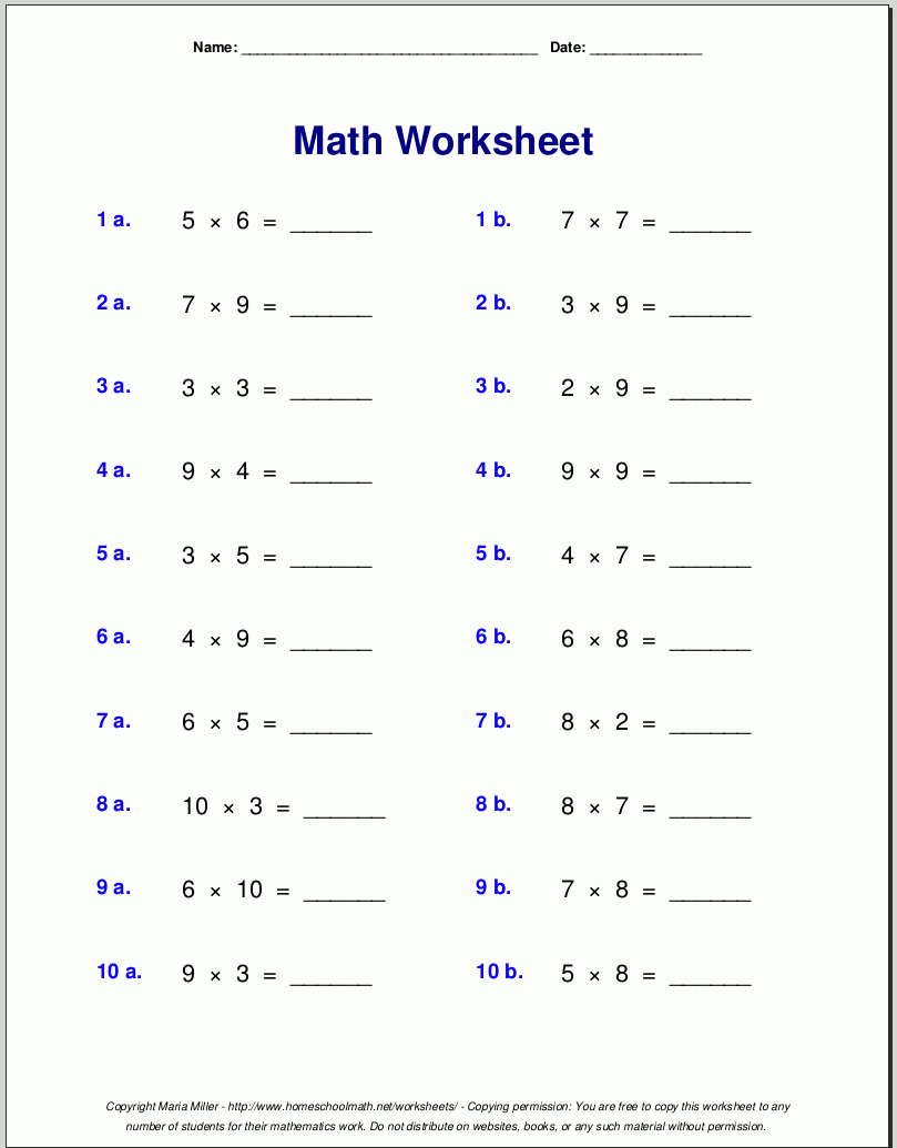 Grade 4 Multiplication Worksheets And Maths Worksheets For Class 4