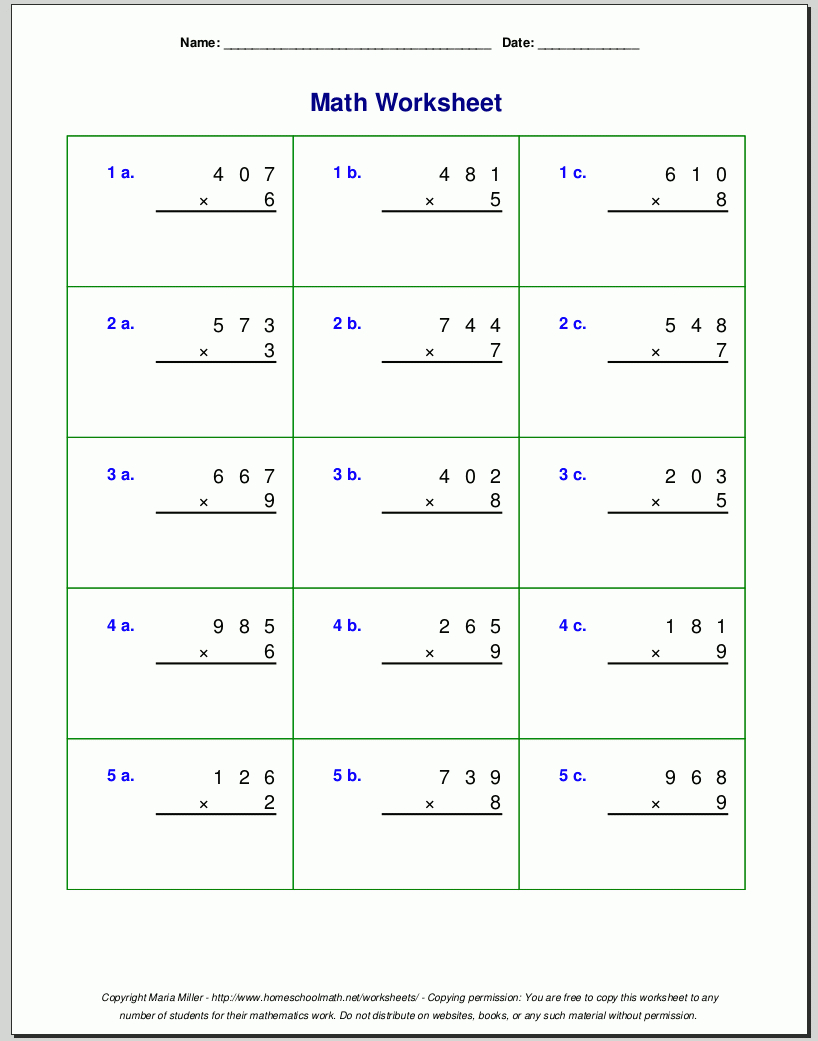 Grade 4 Multiplication Worksheets For 4Th Grade Two Digit Multiplication Worksheets