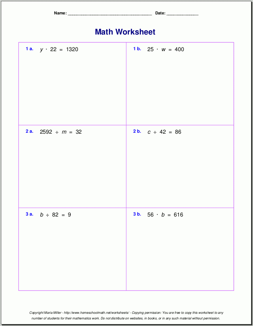 Grade 5 Multiplication Worksheets Along With Solving Multiplication And Division Equations Worksheets
