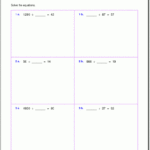 Grade 5 Multiplication Worksheets Intended For Solving Multiplication And Division Equations Worksheets