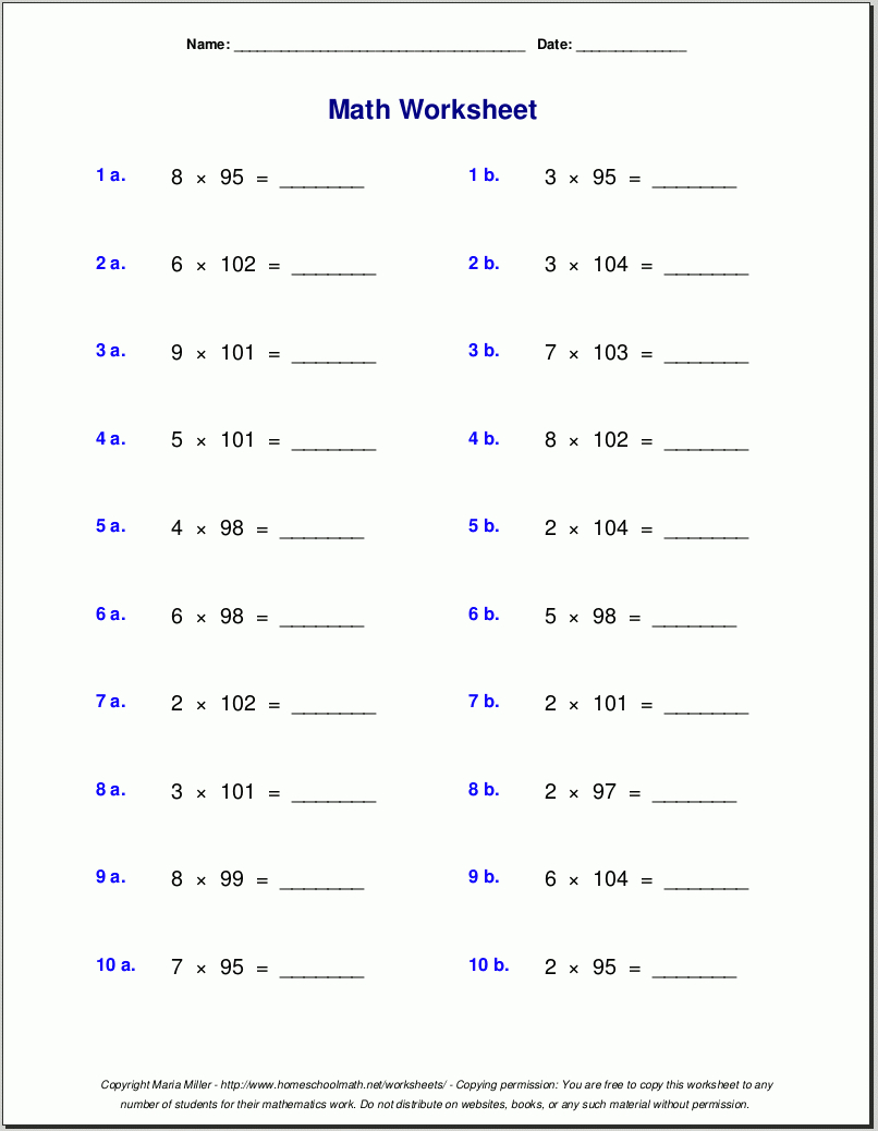 Grade 5 Multiplication Worksheets Throughout 5Th Grade Activity Worksheets