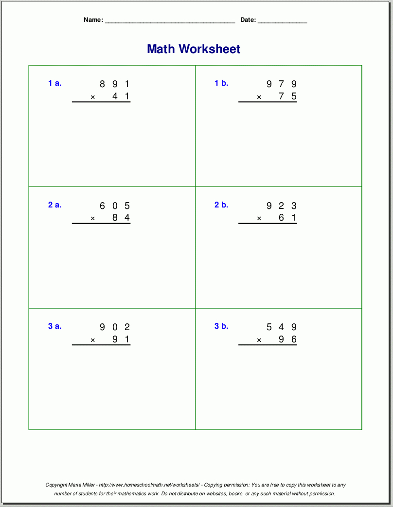 Grade 5 Multiplication Worksheets With Multiply Using Partial Products 4Th Grade Worksheets