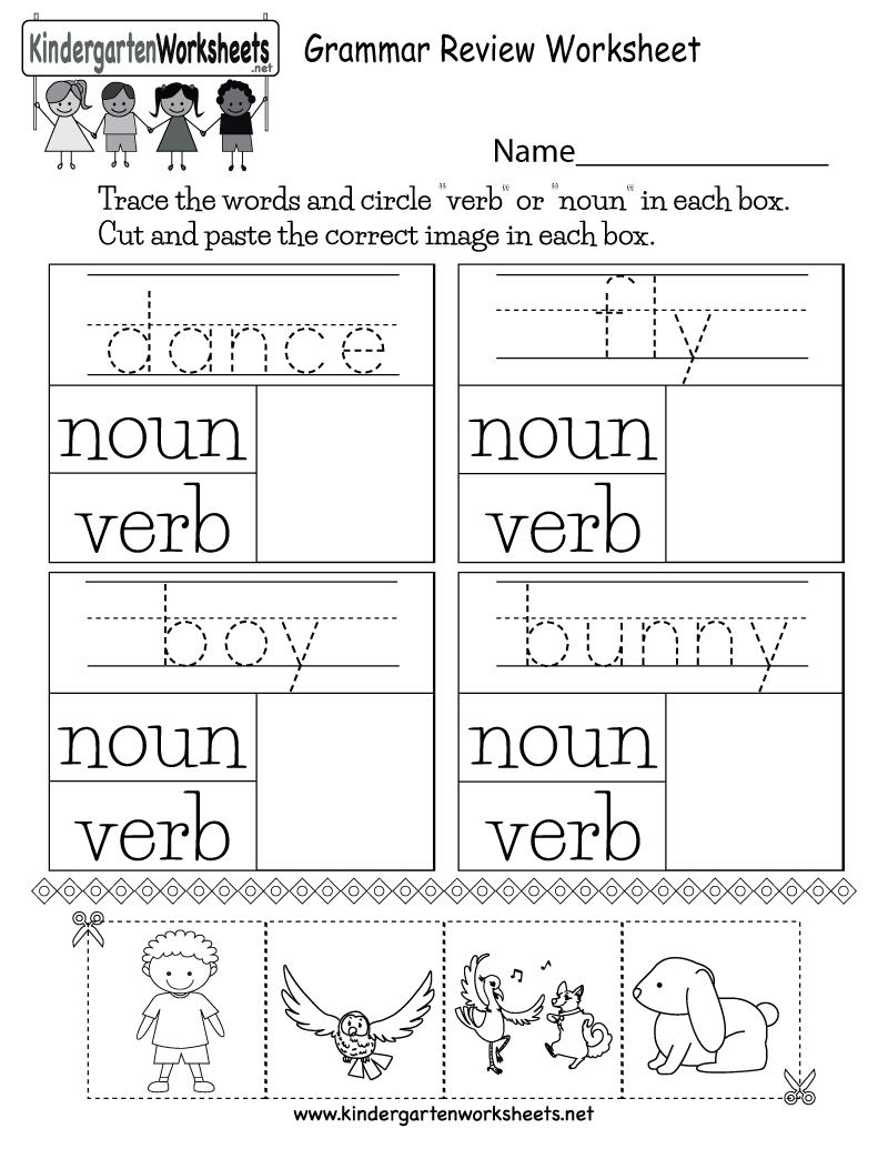 Grammar Review Worksheet  Free Kindergarten English Worksheet For Kids Inside Noun Worksheets For Kindergarten