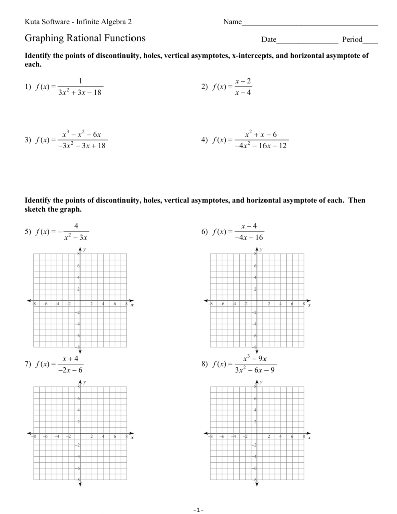 Graphing Rational Functionsksia2 With Regard To Graphing Rational Functions Worksheet Answers