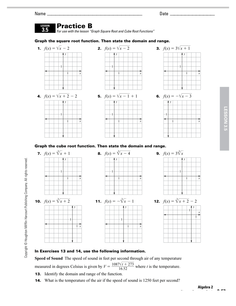 Graphing Square Root Functions 2 For Graphing Square Root Functions Worksheet Answers