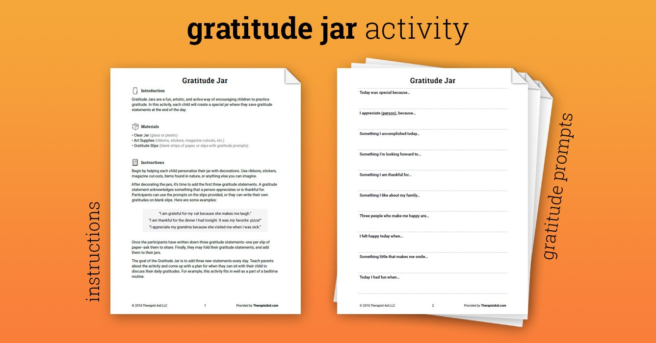 Gratitude Jar Activity Worksheet  Therapist Aid Inside Gratitude Activities Worksheets
