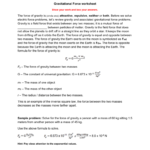 Gravitational Force Worksheet Also Physics Force Worksheets With Answers