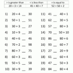 Greater Than Less Than Worksheet  Comparing Numbers To 100 Throughout Basic Math Worksheets 1St Grade