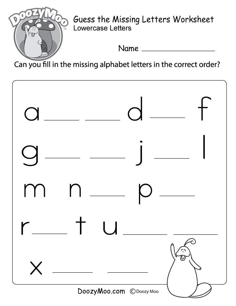 Guess The Missing Letters Worksheet Free Printable  Doozy Moo Along With Free Printable Alphabet Worksheets