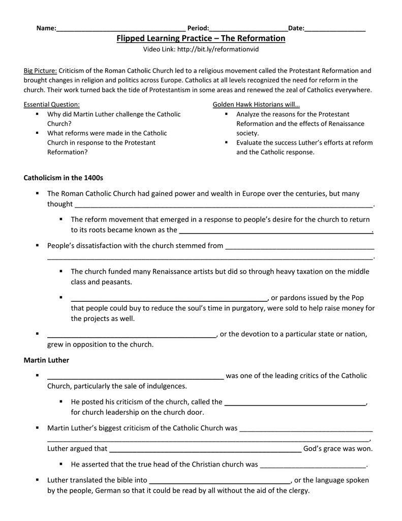 Guided Notes  History With Ms Osborn Also Protestant Reformation Worksheet Pdf