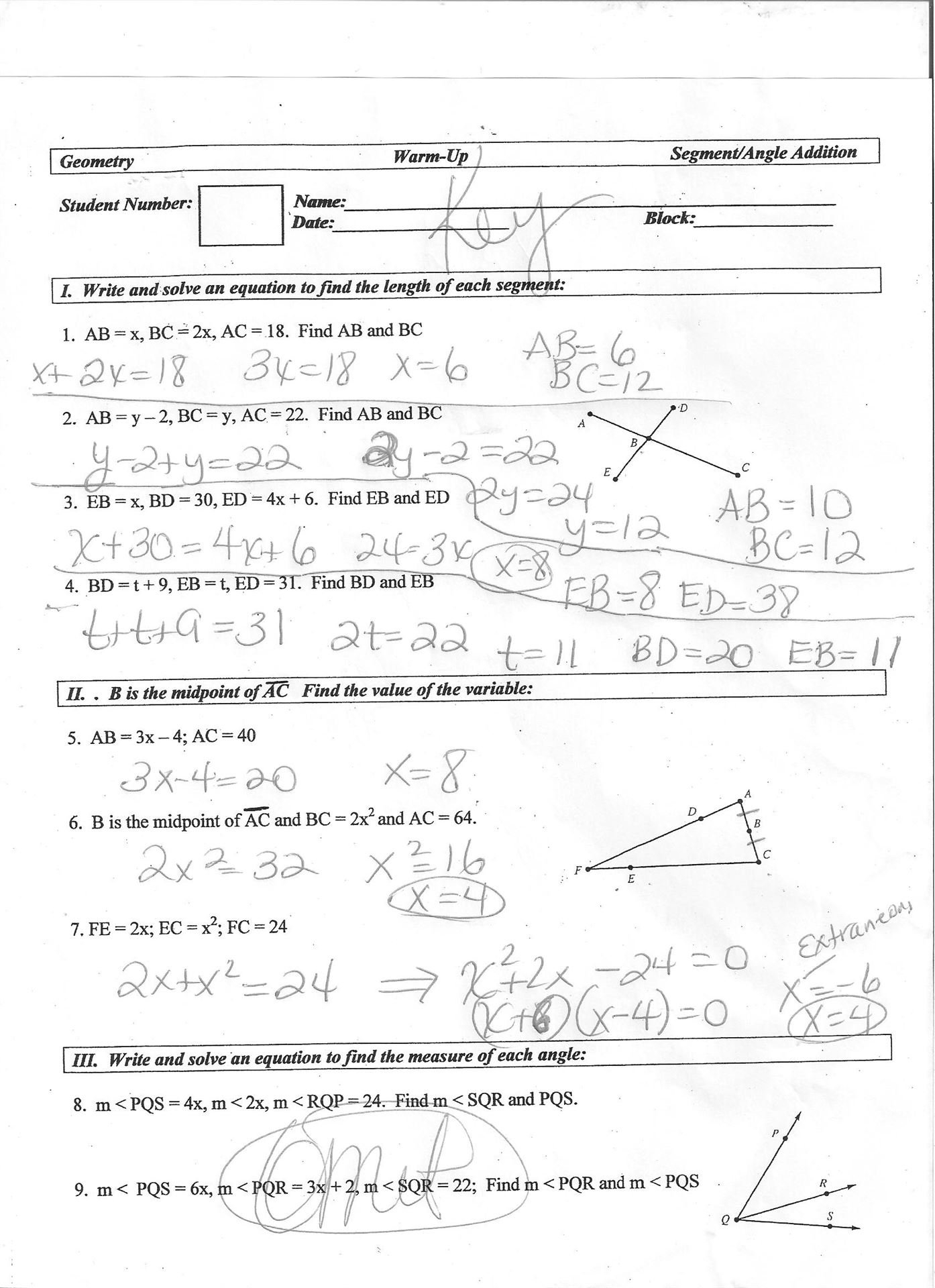 Guided Notes Segment And Angle Addition Puzzle Worksheet Answers Regarding Geometry Segment And Angle Addition Worksheet Answers