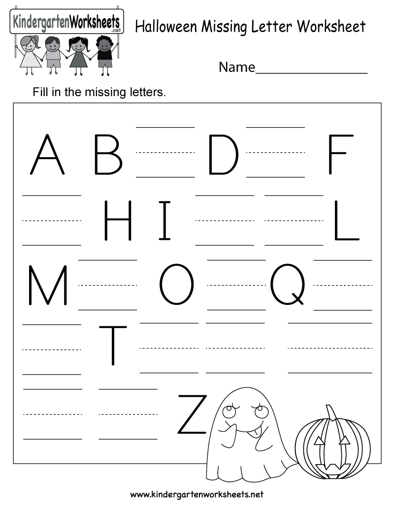 Halloween Missing Letter Worksheet  Free Kindergarten Holiday Also Kindergarten Letter Worksheets