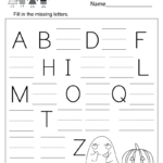 Halloween Missing Letter Worksheet  Free Kindergarten Holiday Intended For Missing Letters Worksheets
