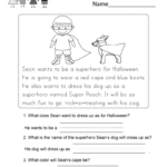 Halloween Reading Comprehension Worksheet  Free Kindergarten Pertaining To Comprehensions Worksheets