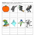 Halloween Syllable Worksheet  Have Fun Teaching In Syllables Worksheets First Grade
