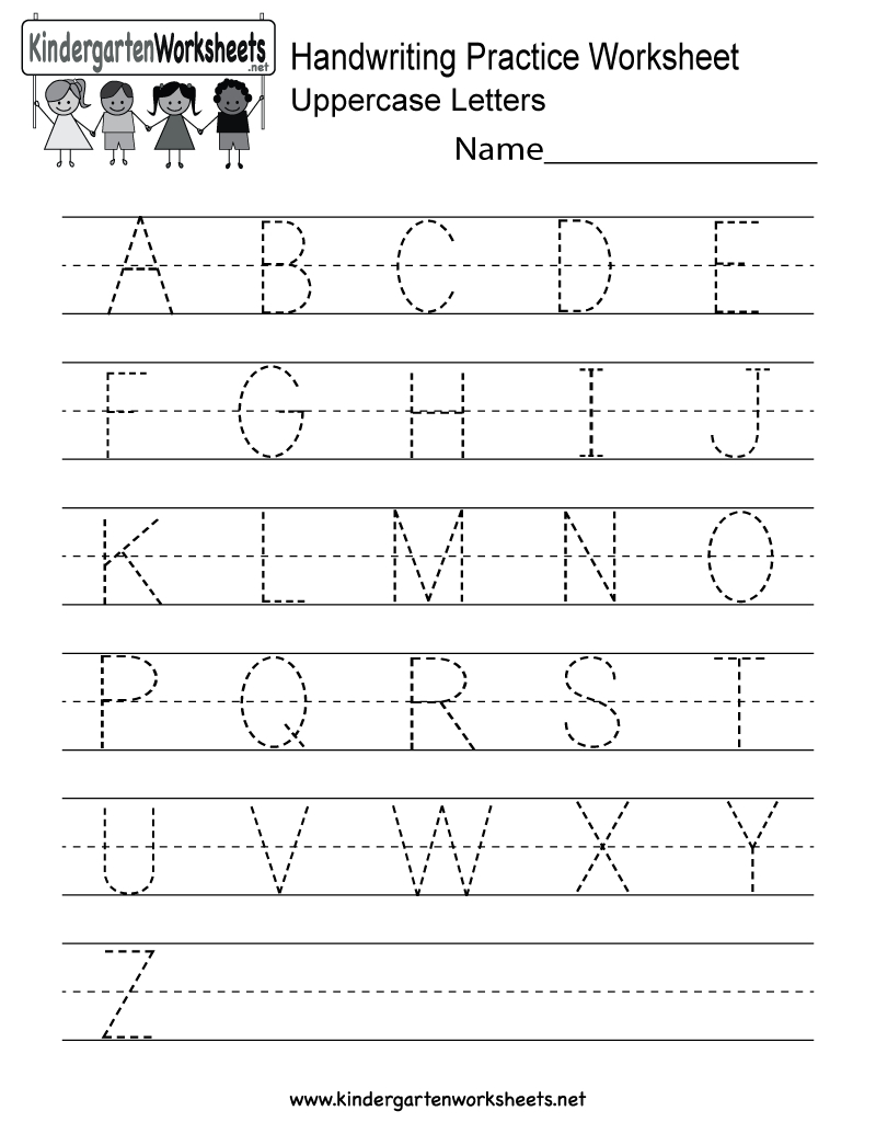 Handwriting Practice Worksheet  Free Kindergarten English Worksheet Within Manuscript Practice Worksheets