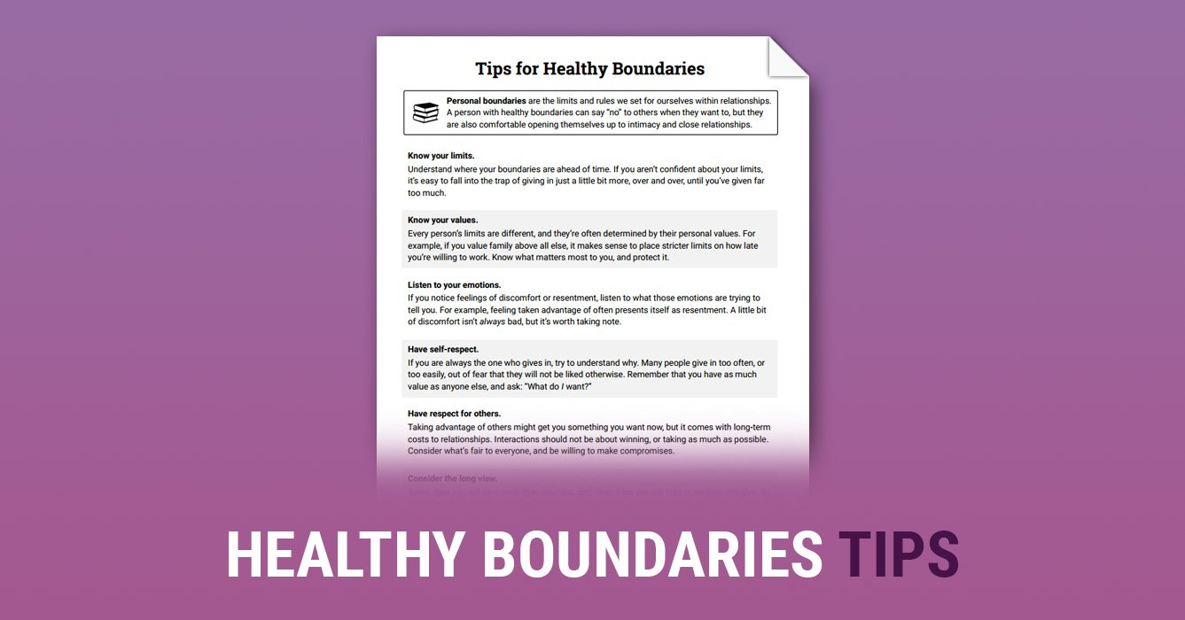 Healthy Boundaries Tips Worksheet  Therapist Aid For Boundaries Worksheet Therapy Pdf