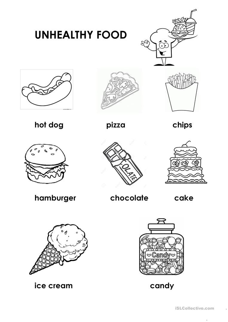 Healthy  Unhealthy Food Worksheet  Free Esl Printable Worksheets Together With Healthy Eating Worksheets For Kindergarten
