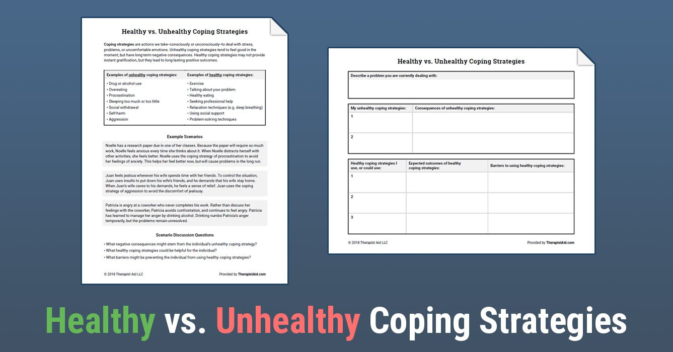 Healthy Vs Unhealthy Coping Strategies Worksheet  Therapist Aid Within Coping Skills Worksheets