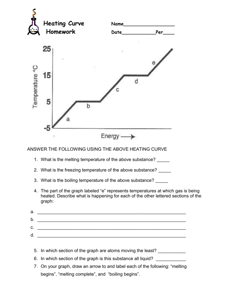 Heating Curve Worksheet And Heating And Cooling Curves Worksheet