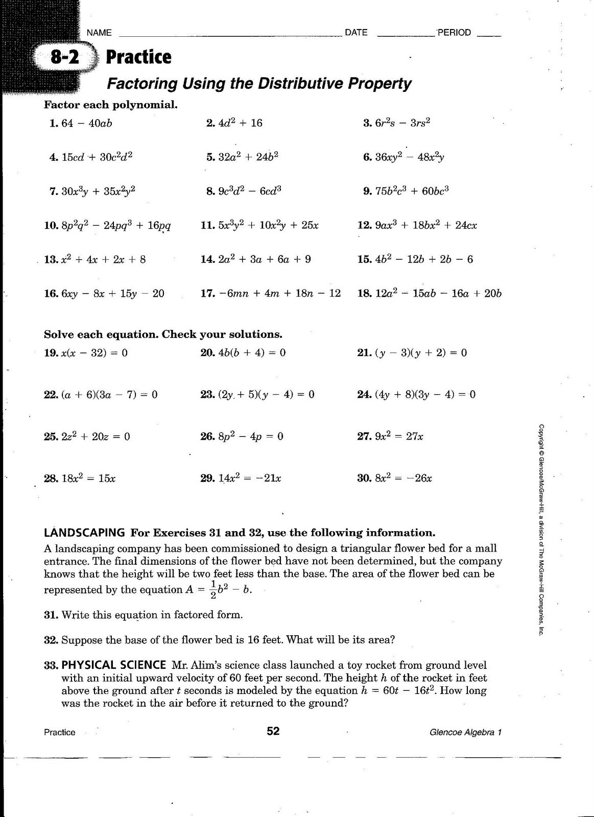 Help With Distributive Property Homework Thermodynamics Homework Help In Factoring Using The Distributive Property Worksheet Answers