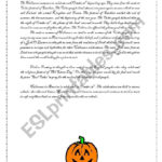 History Of Halloween  Esl Worksheettrishablanco In History Of Halloween Worksheet Answers