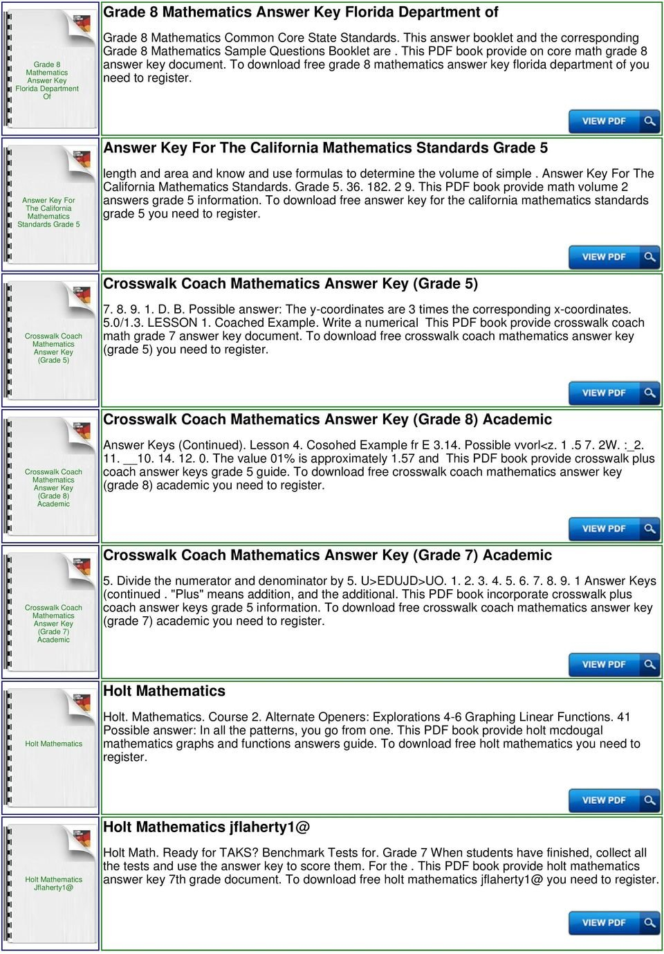 Holt Mathematics Grade 6 Answer Key  Pdf For Holt Mathematics Worksheets With Answers