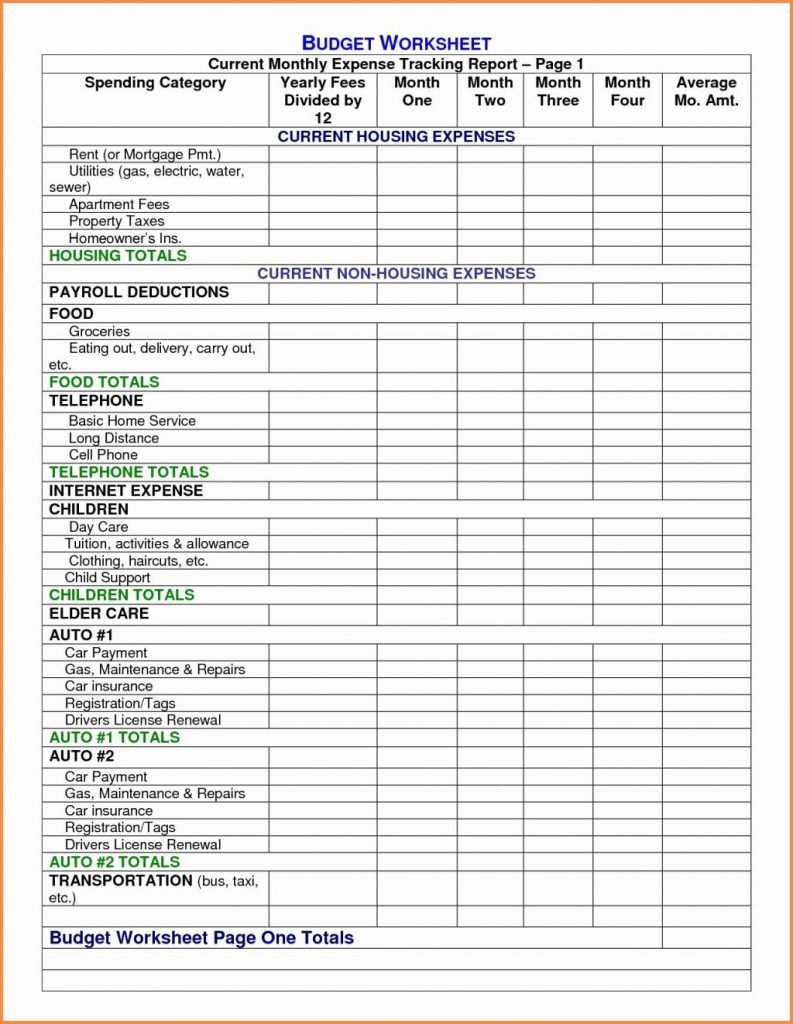 Home Daycare Tax Worksheet In Deduction Personal Expense Spreadsheet Throughout Home Daycare Tax Worksheet