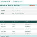 Home Inventory Within Home Inventory Worksheet