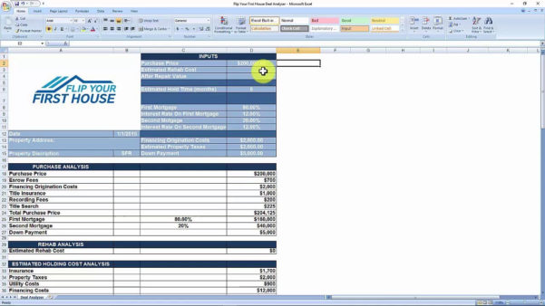 Free House Flipping Spreadsheet Template excelguider com